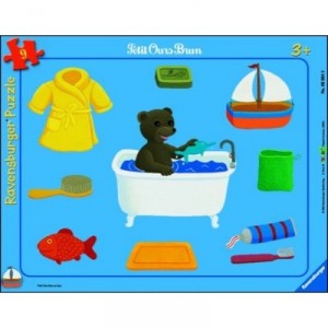 Ravensburger - Puzzle Enfant - Petit Ours Brun Au Bain - 9 Pièces