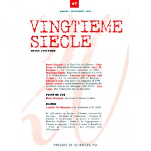 Revue Vingtieme Siecle T.67, (edition Juillet 2000) - Revue Vingtieme Siecle