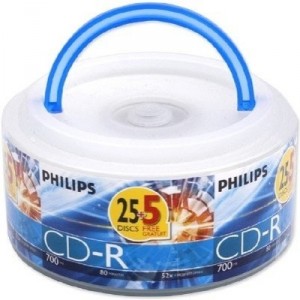 Support PHILIPS CD-R 700 Mo 52x dans Cakebox de 25 pcs. + 5 Gratuits (8712581439330)