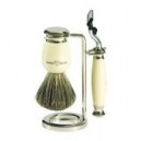 Edwin Jagger Set de rasage 3 pièces en résine ivoire avec rasoir Mach 3 S81M587