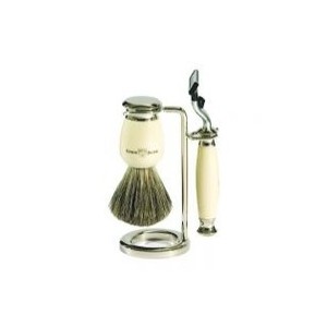 Edwin Jagger Set de rasage 3 pièces en résine ivoire avec rasoir Mach 3 S81M587