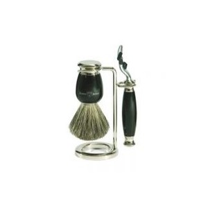 Edwin Jagger Set de rasage 3 pièces en résine noire avec rasoir Mach 3 S81M586