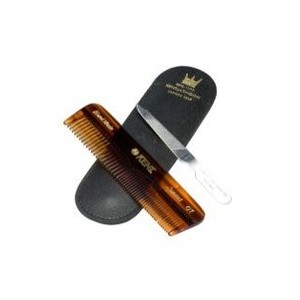 Kent/Euroclean Peigne de poche homme OT en étui cuir et lime à ongles