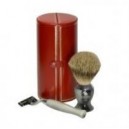 Kent/Euroclean Set de rasage Kent Horn, blaireau poils argentés et rasoir assorti