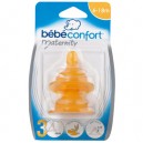 Bebeconfort - 30000296 - 2 Tétines -Maternité - Caoutchouc naturel- Taille 3 - 6-18 mois - Anti-Colic - Soupe/Cereales