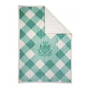 Lodger - DMC015 - Couverture à Carreaux - Turquoise / Blanc - 100% coton - pour lit à Barreaux