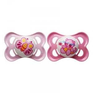 MAM - 542422 - Silicone Pacifiers Girl 0-6 - Set of 2 - Assorted colors - BPA Free (Import Germany)