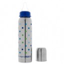 Biberon en inox 270 ml goulot étroit - Pois bleus