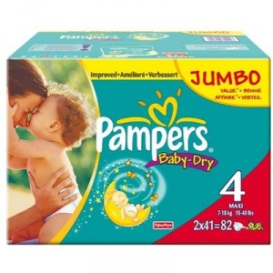 Pampers - 81154642 - Baby Dry Couches - Taille 4 Maxi (7-18 Kg) - Jumbopack 2 X 82 - 164 Couches