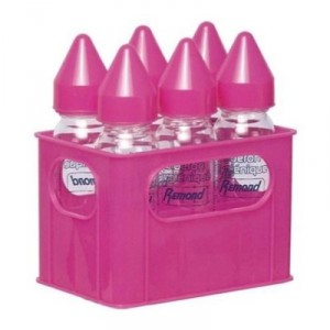 dBb Remond - 177366 - Porte-Biberons + 6 Biberons Verre - Tétine Nn - Silicone - Système Bleu Translucide - 240 ml