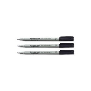 Staedtler - Lumocolor - Felt for rear projection - Fine point - soluble ink Black - Set of 10