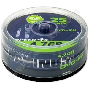 Support BestMedia CD Recordable PLATINUM DVD-RW 4.7Go 4x dans Cakebox de 25 pcs. (605808000)