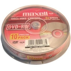 Support Maxell DVD-RW 6x certified, 10-piece Cakebox (4902580511685)