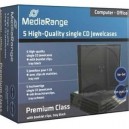 MediaRange Boîtier Crystal standard (9mm, fond noir) pour CD, 5 pièces B31 (BOX31)