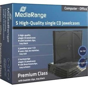 MediaRange Boîtier Crystal standard (9mm, fond noir) pour CD, 5 pièces B31 (BOX31)