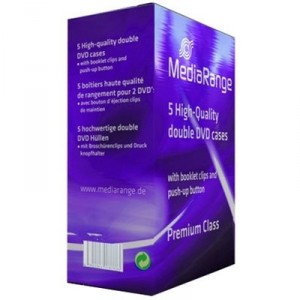 MediaRange Boîtier DVD (14mm, noir) pour 2 DVD, 5 pièces (BOX302)