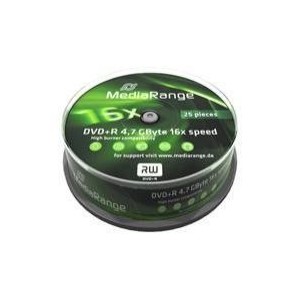 MediaRange DVD+R 16x certifié, 25 pièces en cake box (MR404)