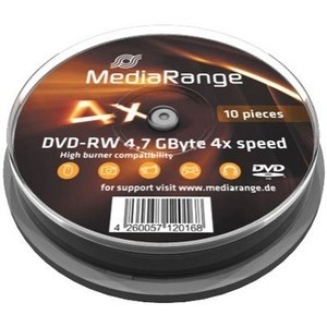 MediaRange DVD-RW 4x certifié, 10 pièces en cakebox (MR450)