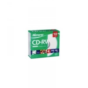 Support de stockage CD-RW 4x Memorex (837040-10C) Lot de 10 (837040-10C-TW)