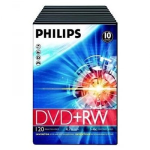 Storage Media Philips DVD Video P10 4x DVD + RW 4x Slim Pack of 10 (8710895858236)