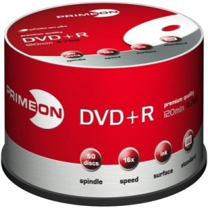 Support PRIMEON DVD+R 4.7GB 16x Photo-on-disc dans Cakebox de 50x (02100514)