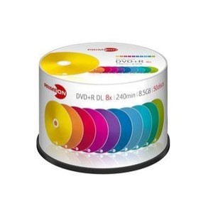 Support PRIMEON DVD+R DL 8.5Go 8x 10 colors dans Cakebox de 50pcs (02-100-517)