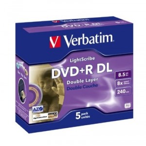 Support de stockage DVD+R Double couche 8x Verbatim (43684) (5 Pack)