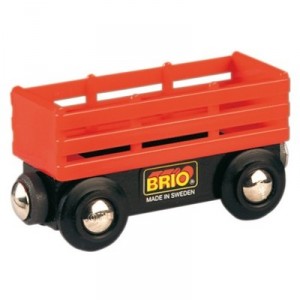 Brio - 33651 - Circuit train bois - Wagon bétail - Rouge