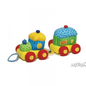 Cause Train en tissu avec grelot, couineur et papier qui crépite