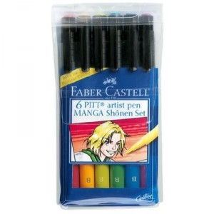 Faber Castell Pitt Artist - Lot de 6 Feutres - Set de Manga Shonen