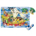 Goki - 57806 - Puzzle en Bois des Pirates à Encastrements avec des Images Cachées
