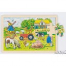 Goki Puzzle en bois de 24 pièces - La ferme des Mueller
