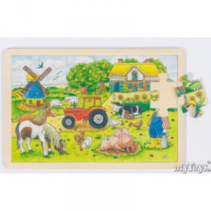 Goki Puzzle en bois de 24 pièces - La ferme des Mueller