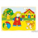 Gollnest Puzzle à encastrement en bois - Chat, maison