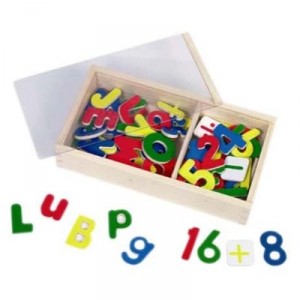 Gollnest Toys Pure - Chiffres et Lettres Magnétiques en Bois - Coffret 89 pièces Magnétiques (Toys Pure, Jeux de société a
