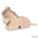 Holztiger Âne, à plat ventre, en bois