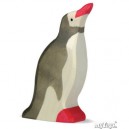 Holztiger Pingouin, la tête levée, en bois