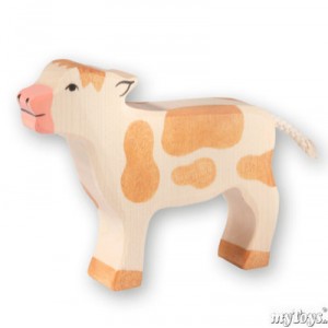 Holztiger Veau brun, debout, en bois