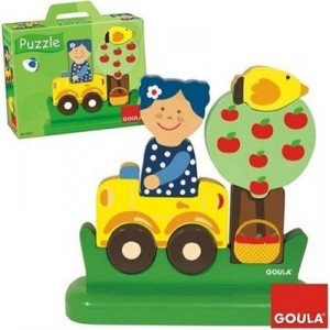 Jumbo Spiele Goula D55205 - Holzpuzzle Mädchen mit Auto