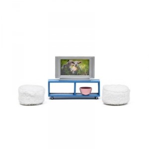 Lundby - L602040 - Maison de Poupée - Ensemble TV + Poufs - Smaland
