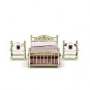 Lundby - L602041 - Maison de Poupée - Ensemble Lit métallique à barreaux+ Chevets - Smaland