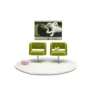 Lundby - L609028-Doll's House - TV + Chairs - Stockholm
