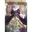 Mattel BARBIE HAPPY HOLIDAYS boite vitrine de NOEL ROBE DE BAL EN VELOUR BORDEAU ET DORE - poupée blonde ne...