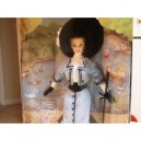 Mattel BARBIE poupée brune robe bleu et noir + parapluie et grand chapeau - PROMENADE in the park GREAT FAS...