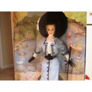 Mattel BARBIE poupée brune robe bleu et noir + parapluie et grand chapeau - PROMENADE in the park GREAT FAS...