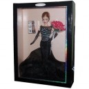 MATTEL BARBIE poupée chatain ROBE NOIR ET ARGENT - BOUQUET DE ROSE - + petite représentation de la p...