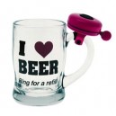 MIK funshopping Silly - SY100105 - Verre à bière - I Love Beer avec Sonnette - Rose