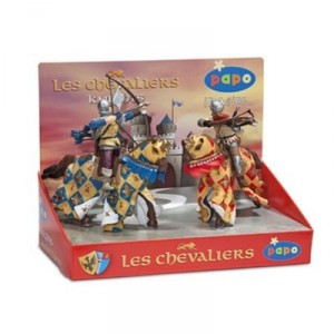 Papo - 80601 - Figurine - Chevaliers 3 - Boîte Présentoir - Archer Bleu / Arbalétrier Rouge / Cheval...