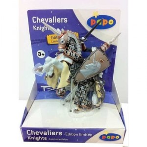 Papo - 80603 - Figurine - Maître des Armes Argent et Son Cheval - Boîte Présentoir - Edition Limitée