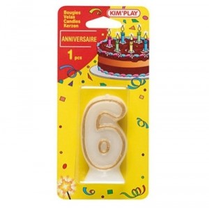 Partner Jouet - COU606 - Décoration gâteau - Bougies Chiffre 6